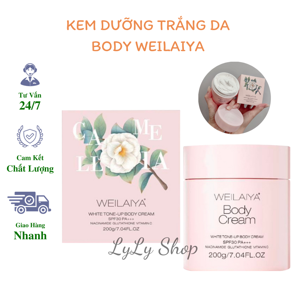 Kem Dưỡng Trắng Da Body Weilaiya, Kem dưỡng thể cấp ẩm, dưỡng trắng da toàn thân, chống nắng SPF30 PA+++ LyLyShop 200g