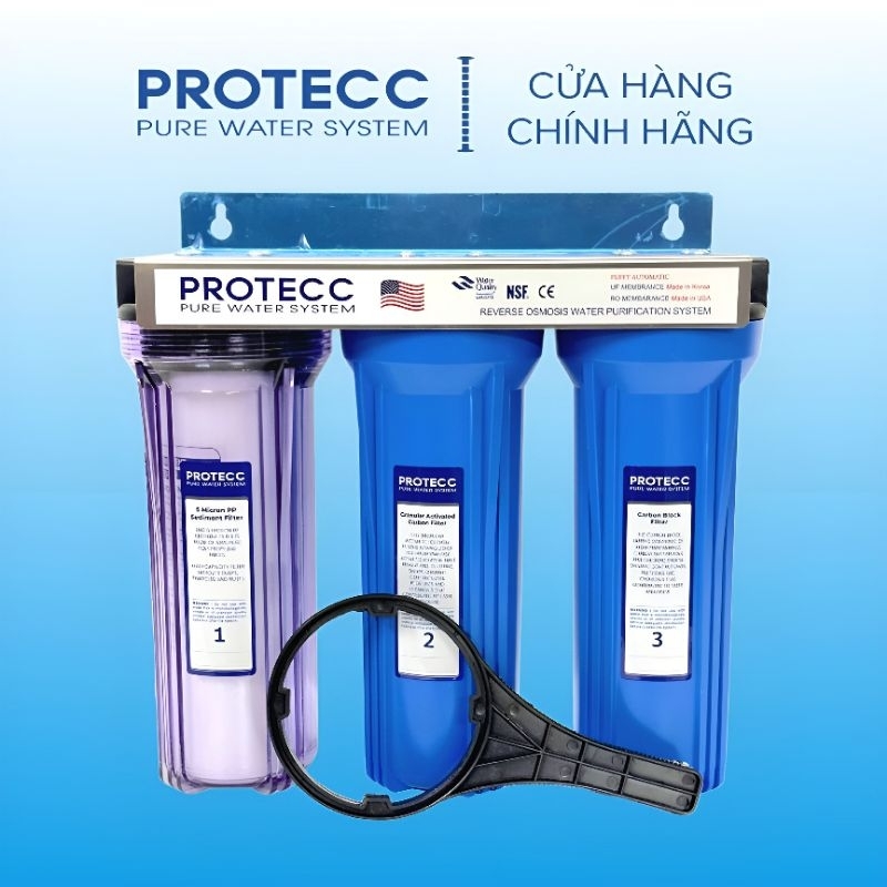 BỘ 3 CỐC LỌC THÔ 10 INCH  ⚡️ XẢ KHO ⚡️ 1 GIOĂNG LỌC NƯỚC - BỘ 3 LỌC NƯỚC, KHỬ MÙI, TIỀN LỌC ION KIỀM