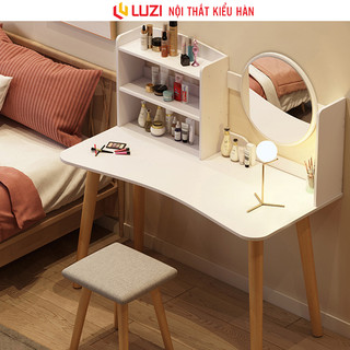 Bàn trang điểm kiểu hàn kèm kệ thông minh gỗ mdf phủ melamin chống xước Luzi - Zp84