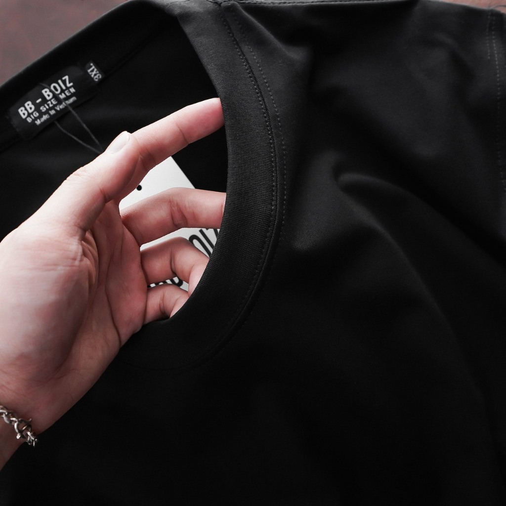 BIGSIZE - Áo Thun Nam  Màu Đen Tay Ngắn Cotton Khô Form Bigsizemen 75kg - 135Kg