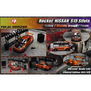  MÔ HÌNH 1:64 FOCAL HORIZON - Pandem Rocket Bunny Nissan Silvia S15 HighWing Metallic Orange 