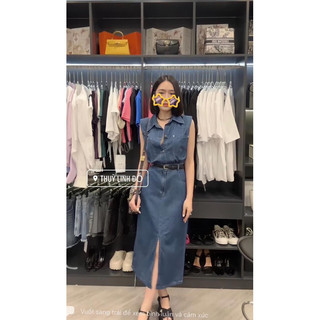 VÁY JEAN MÀI XẺ KÈM ĐAI 25252