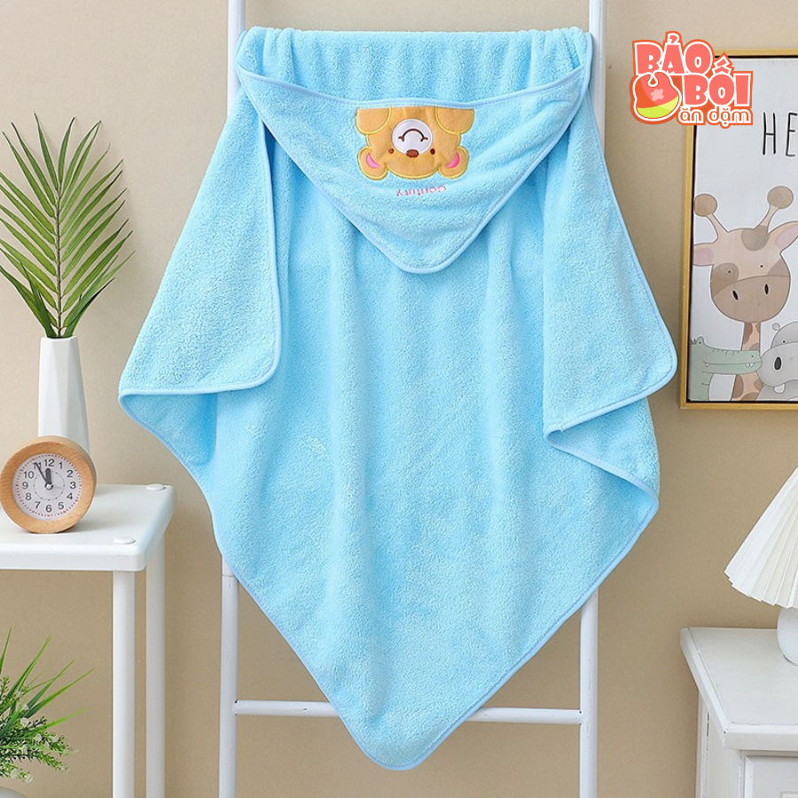 Choàng ủ sơ sinh siêu mềm hình Gấu thêu mẫu mới cho bé