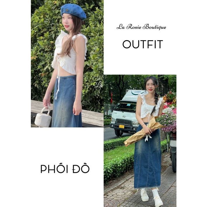 Áo croptop cánh tiên La Rosie Boutique Áo kiểu nữ tính cổ chữ V cotton
