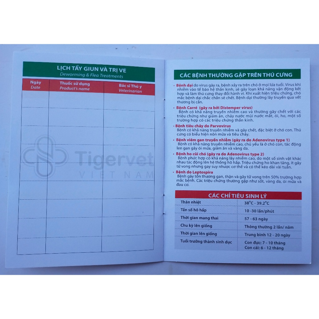 Sổ Theo Dõi Sức Khoẻ Thú Cưng