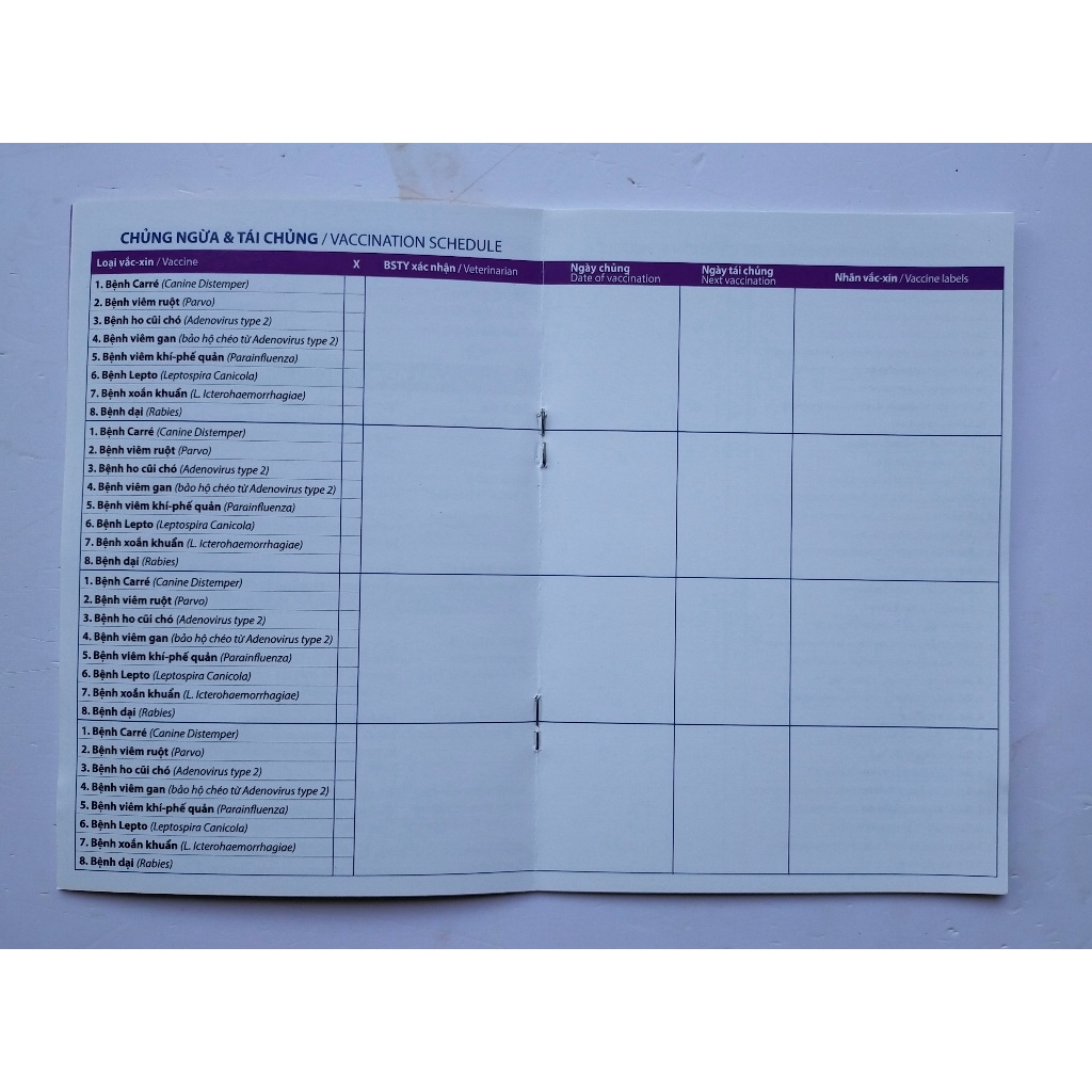 Sổ Theo Dõi Sức Khoẻ Thú Cưng