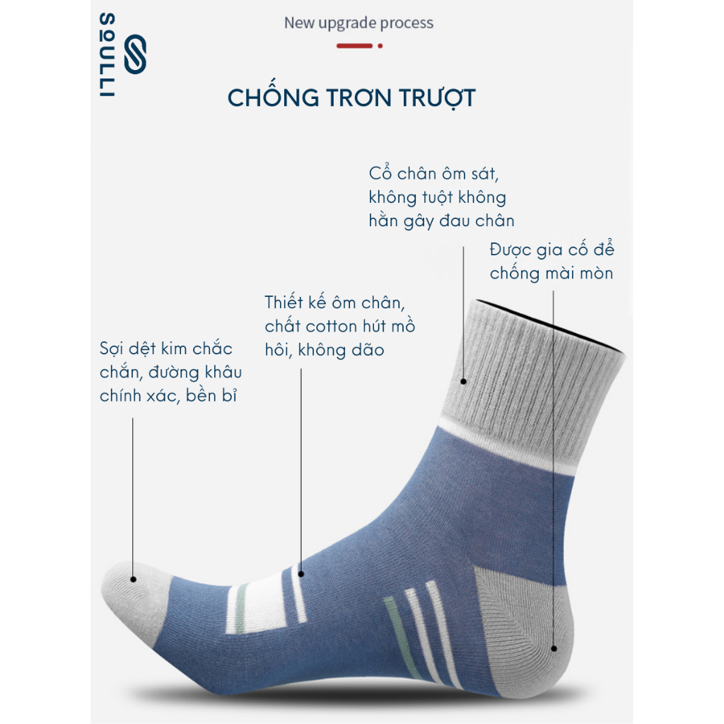 Tất nam thể thao chất cotton tất khử mùi kháng khuẩn thấm mồ hôi, mùa thu đông 2023