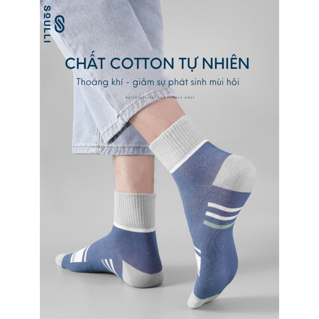 Tất nam thể thao chất cotton tất khử mùi kháng khuẩn thấm mồ hôi, mùa thu đông 2023