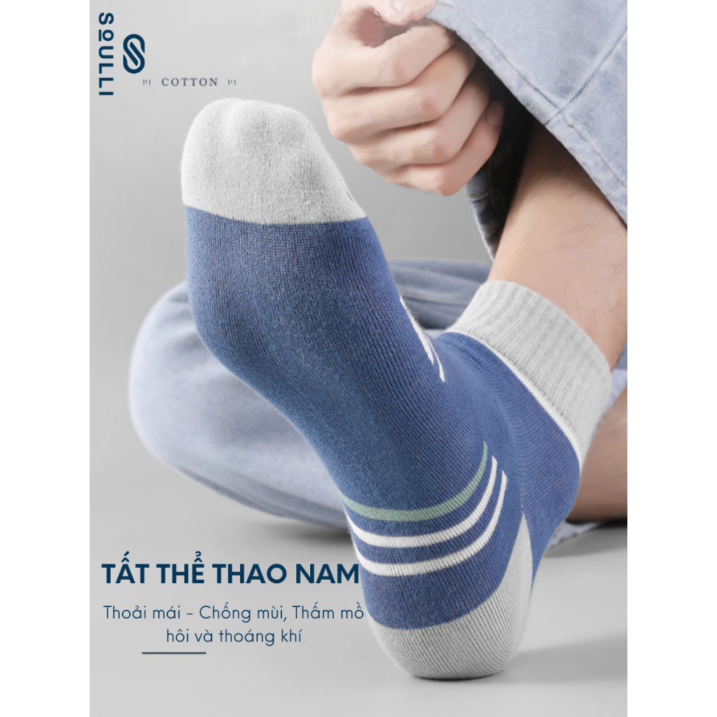 Tất nam thể thao chất cotton tất khử mùi kháng khuẩn thấm mồ hôi, mùa thu đông 2023