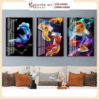 tranh cá 1 tấm in uv trên mica tráng gương