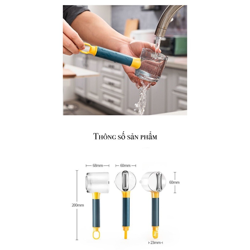 Dụng Cụ Nạo Gọt Vỏ Trái Cây, Rau Củ Quả Đa Năng Bằng Thép Không Gỉ 304, Có Phễu Đựng Vỏ Thông Minh