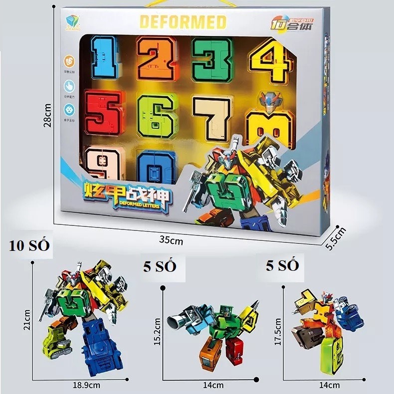 Đồ chơi lắp ghép số robot biến hình, bộ số robot biến hình, bộ số lắp ráp robot loại to, loại nhỏ