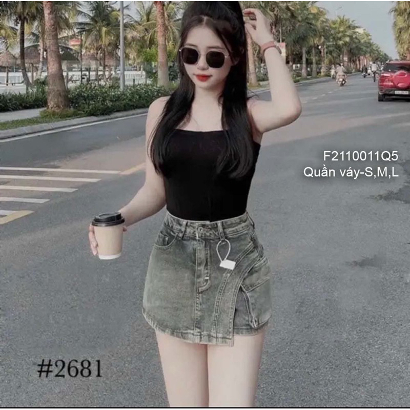 Quần short jean giả váy lưng cao 1023 thaotranshop90 [kèm ảnh thật chụp sàn]