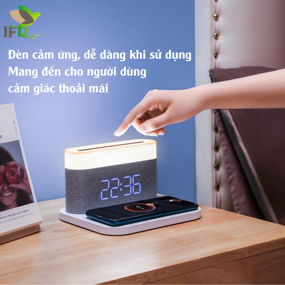 Sạc Không Dây AIFANDA Tích Hợp Đèn Ngủ Và Đồng Hồ Báo Thức 3IN1/ HÀNG CHÍNH HÃNG BH 12 THÁNG