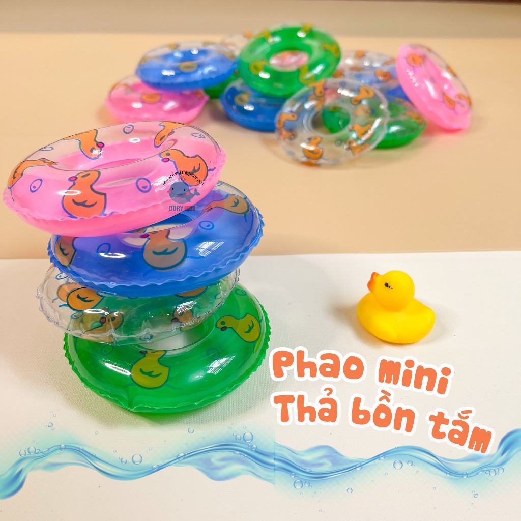 Phao mini và vịt cao su mini - Đồ chơi nhà tắm cho bé, đồ chơi thả bồn tắm cho bé