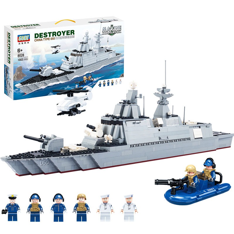 Đồ Chơi Lắp Ráp Kiểu Lego Mô Hình Trưng Bày Chiến Hạm Tuần Dương, Tàu Tuần Tra BattleShip No.8028 Với 1000+ Mảnh Ghép