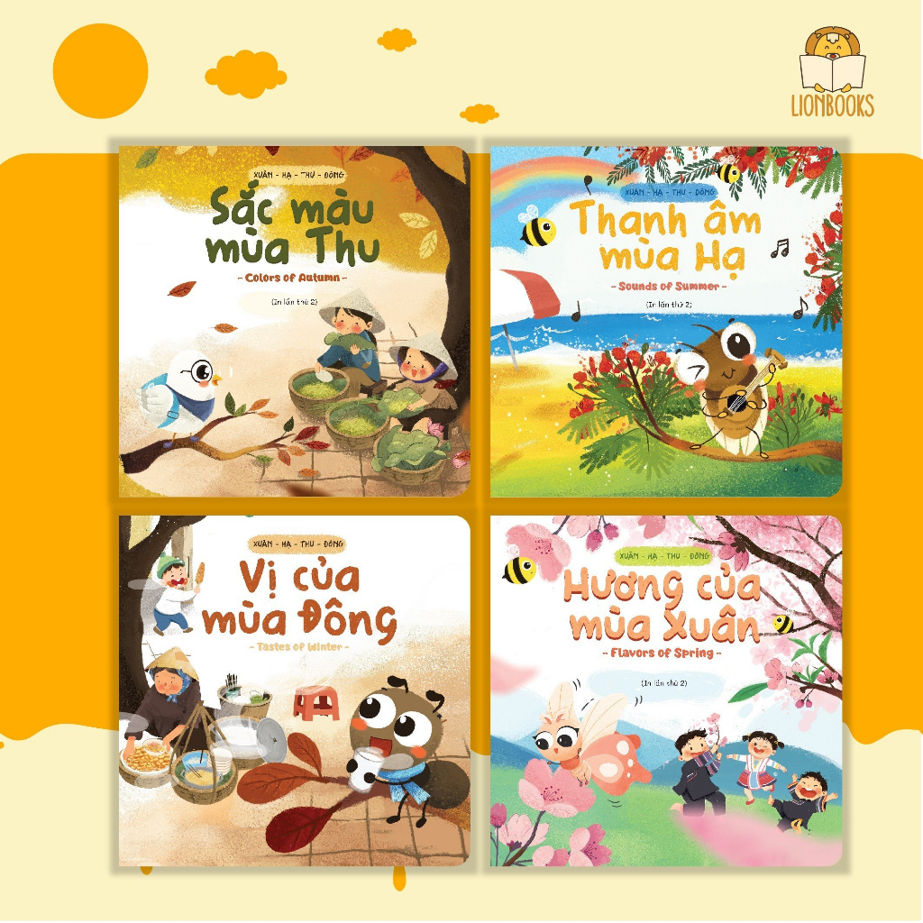 Sách - Bộ 4 cuốn Xuân Hạ Thu Đông cho bé Phát triển giác quan - Lionbooks