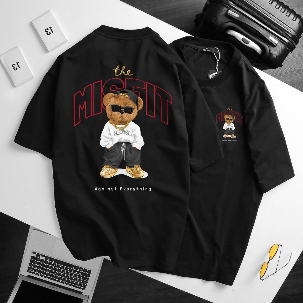 BIGSIZE - Áo Thun Nam  Màu Đen Tay Ngắn Cotton Khô Form Bigsizemen 75kg - 135Kg