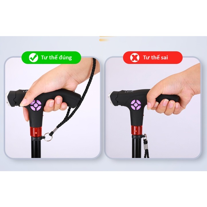 Gậy Chống Thông Minh Cho Người Già Kết Hợp Đài FM, Đèn Pin, Báo Động Tự Động