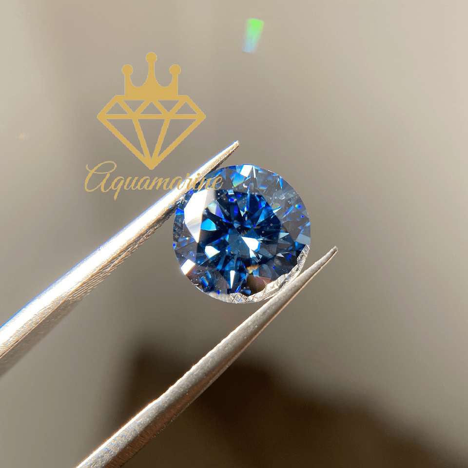 (Size 20-22 ly) Kim cương nhân tạo Moissanite Round Blue Sapphire