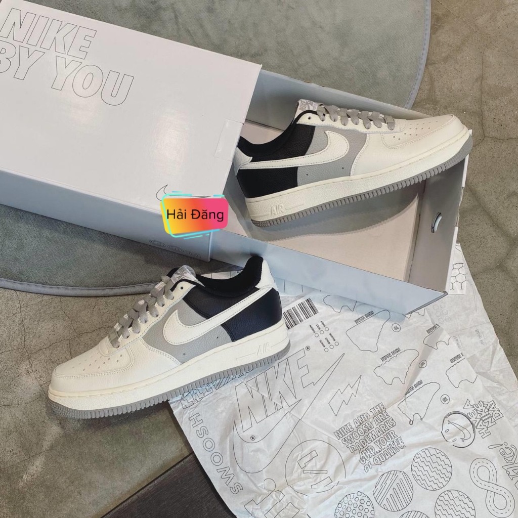 Giày Nike_Air Force 1 Custom Low Gót Đen Mũi Trắng,Giày AF1 Custom White,Black,Grey Bản Mới Nhất Hàng Cao Cấp.