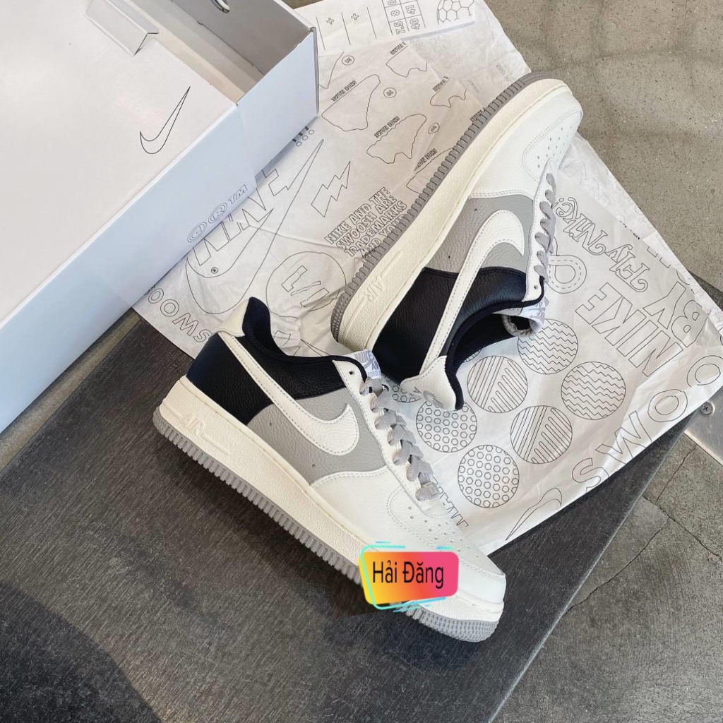 Giày Nike_Air Force 1 Custom Low Gót Đen Mũi Trắng,Giày AF1 Custom White,Black,Grey Bản Mới Nhất Hàng Cao Cấp.