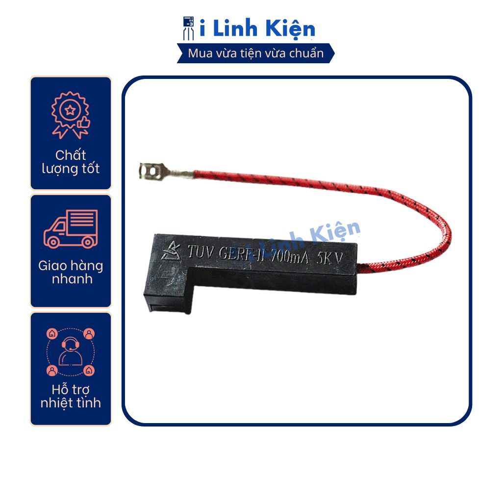 Cầu chì cao áp lò vi sóng 700mA 800mA 5kV chất lượng tốt.