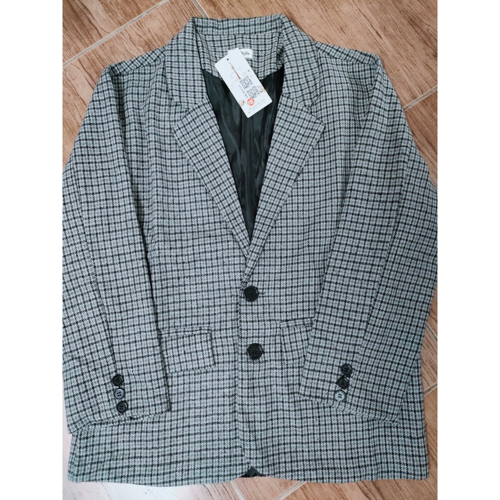 Ảnh thật 5 hình cuối-2W156.Áo blazer nam houndstooth phong cách Hàn Quốc