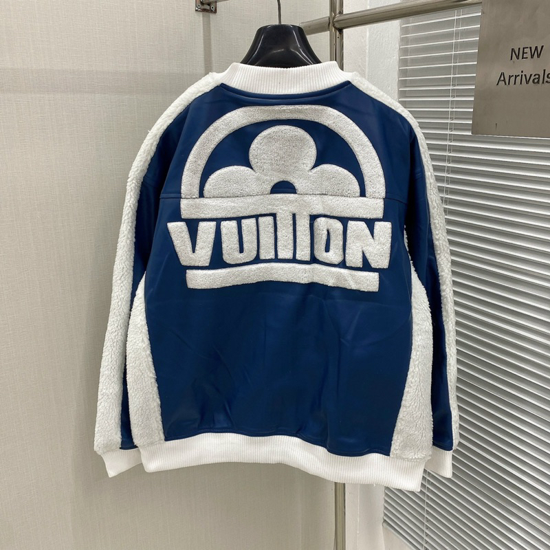 Áo khoác Bomber - Louis Vuitton - LV Leather Mix Teddy Oil new2023