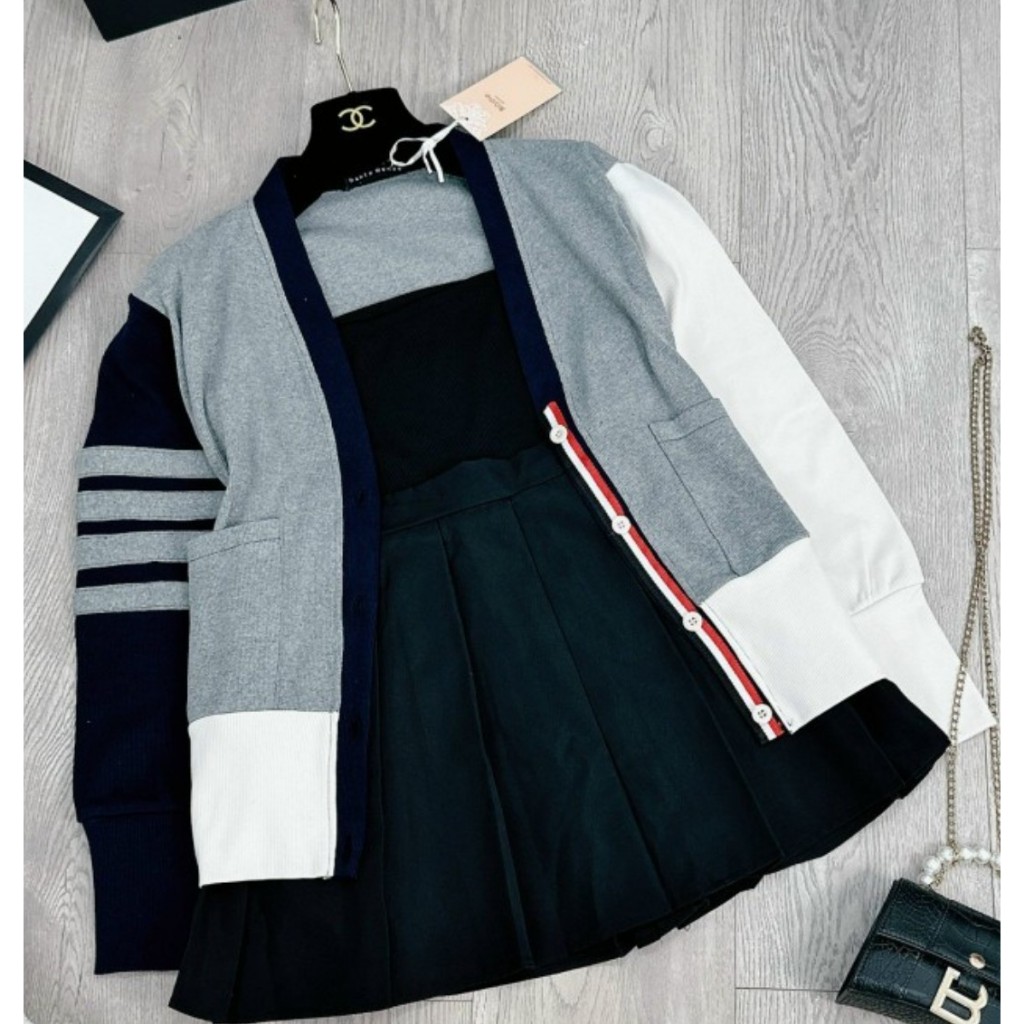 Áo khoác Cardigan Thome họa tiết Mix màu cực xinh dành cho mọi cô nàng hotrend 2023