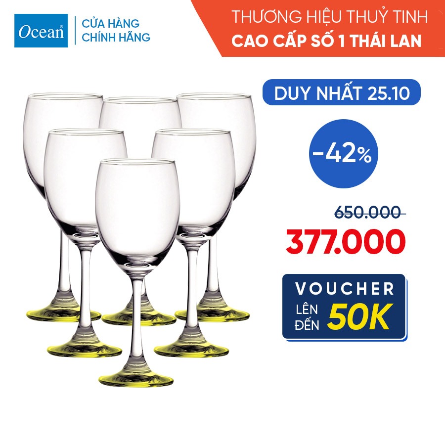 Bộ 6 ly rượu red wine chân màu 255ml