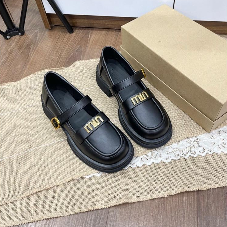 Giày lười nữ Mary Jane đế dày quai ngang Min 2 chất liệu da lì và da bóng thời trang chuẩn QCCC SC24