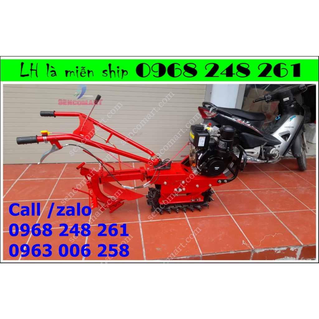 Máy xới đất kèm lưỡi cày bánh xích Yamaha 7hp siêu khỏe, chạy dầu