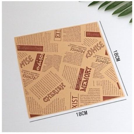 (Xấp 100 tờ) Xấp 100t giấy thấm dầu, giấy lót bánh size 18x18cm dùng lót bento cake, giấy lót hộp bã