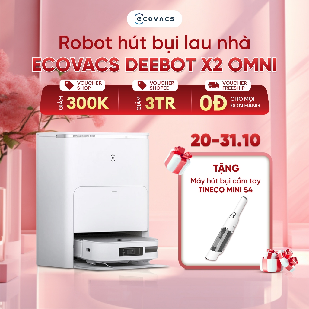 Robot hút bụi lau nhà thông minh Ecovacs X2 OMNI _bản quốc tế_bảo hành chính hãng 24 tháng