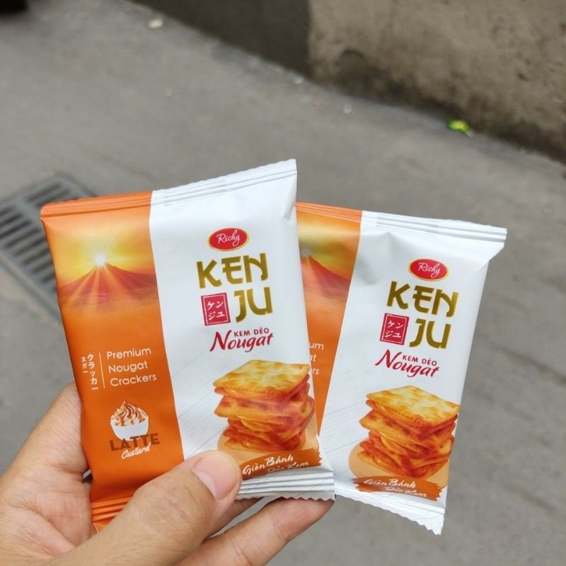 Bánh Kenju Kem Dẻo Nougat  Latte Custard Vị Cà Phê Trứng Túi 155g