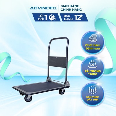 Xe đẩy hàng 4 bánh sàn thép phủ nhám ADVINDEQ HT-170 xe đẩy tay gấp gọn tải trong lên tới 170kg