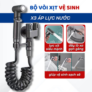 Vòi xịt vệ sinh chất liệu inox 304 không gỉ, vòi xịt bồn cầu dây kéo lò xo tiện lợi, vòi xịt toilet thiết kế an toàn