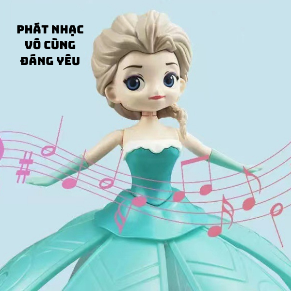 Búp Bê Elsa Múa Xoay Tròn Tự Động 360, Có Nhạc và Đèn Cực Đáng Yêu, Đồ Chơi Hot Cho Bé Gái 2023