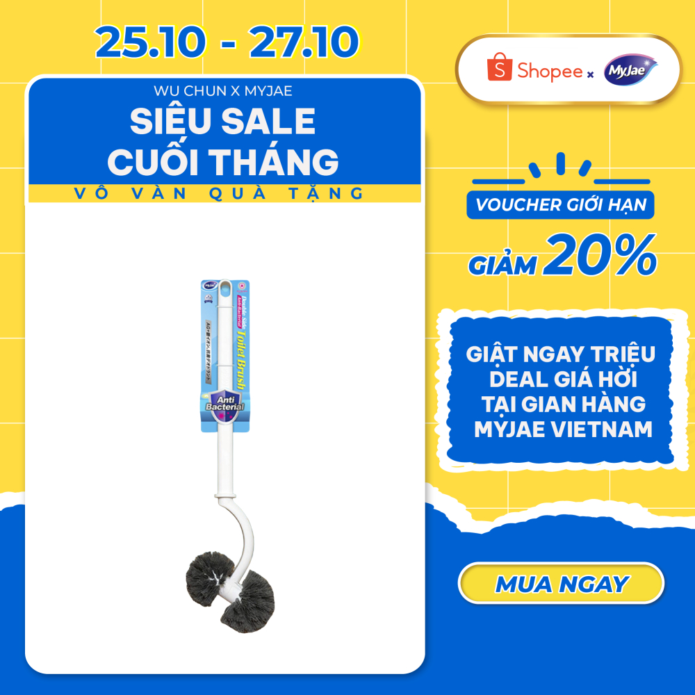 [Voucher 12% - đơn từ 0Đ]Cây Chà Bồn Cầu MyJae, Cọ Chà Toilet Loại 2 Đầu Tròn Kháng Khuẩn 45cm