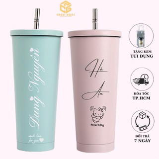 Bình giữ nhiệt, cốc giữ nhiệt Pastel 750ml khắc tên theo yêu cầu, Inox 304 tặng sticker, túi đựng tiện lợi