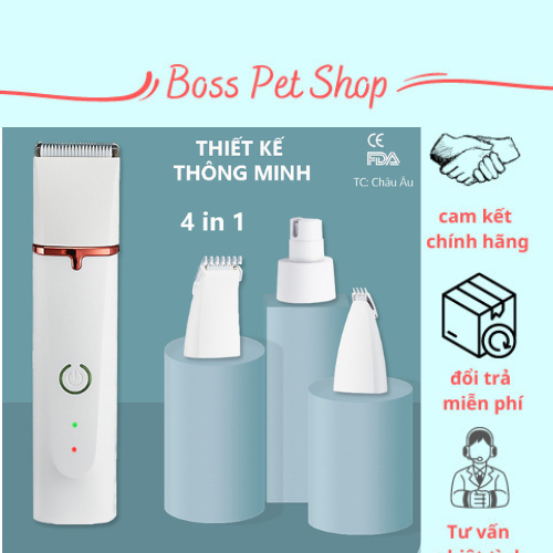 Tông đơ cắt tỉa lông cho chó mèo 4in 1 siêu bên và tiện lợi