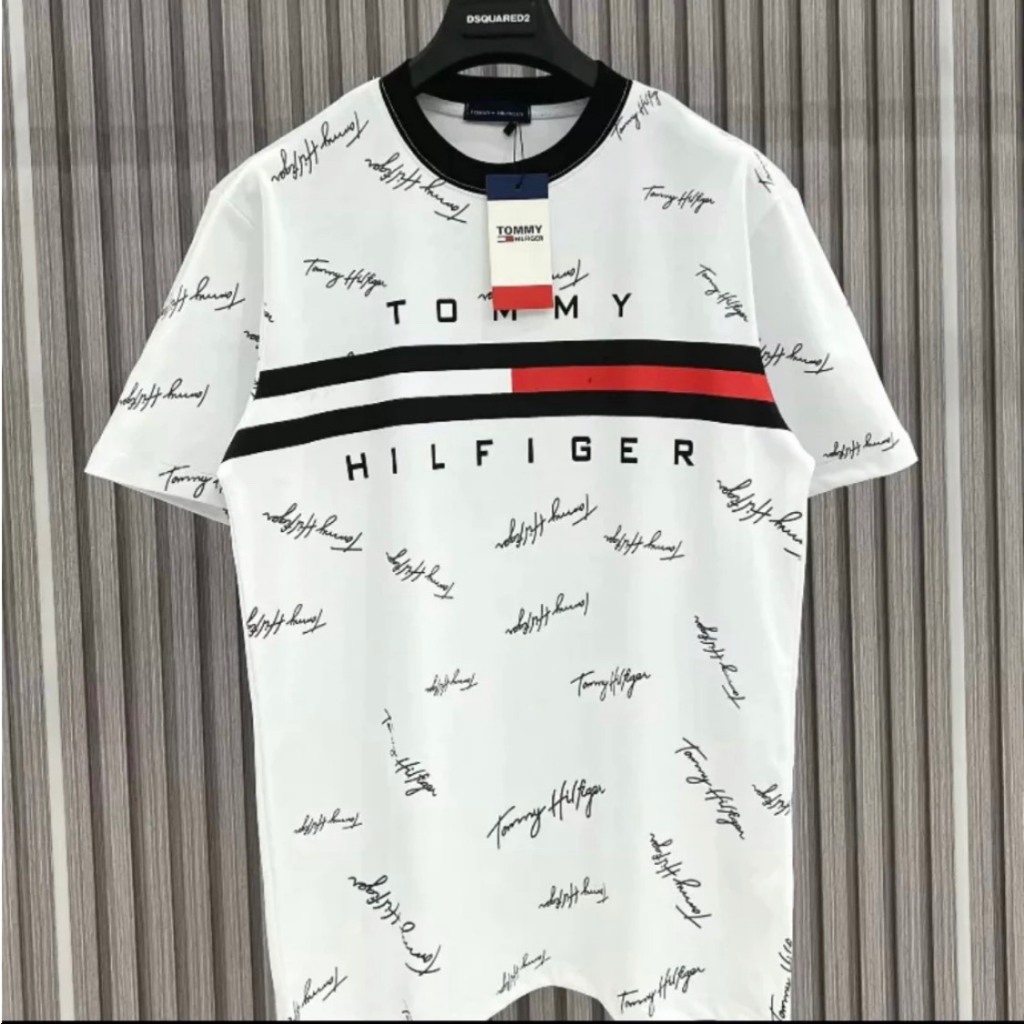 Áo Phông Tommy Chữ Kí - Áo Phông Cổ Tròn Chất Cotton Lạnh Cao Cấp Phong Cách Boy Phố 2024
