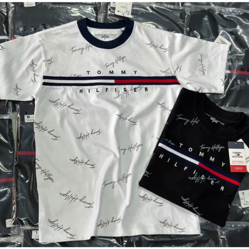 Áo Phông Tommy Chữ Kí - Áo Phông Cổ Tròn Chất Cotton Lạnh Cao Cấp Phong Cách Boy Phố 2024