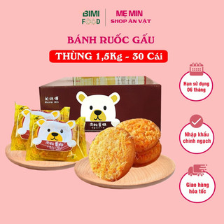 thùng 30 cái bánh bông lan gấu phủ ruốc