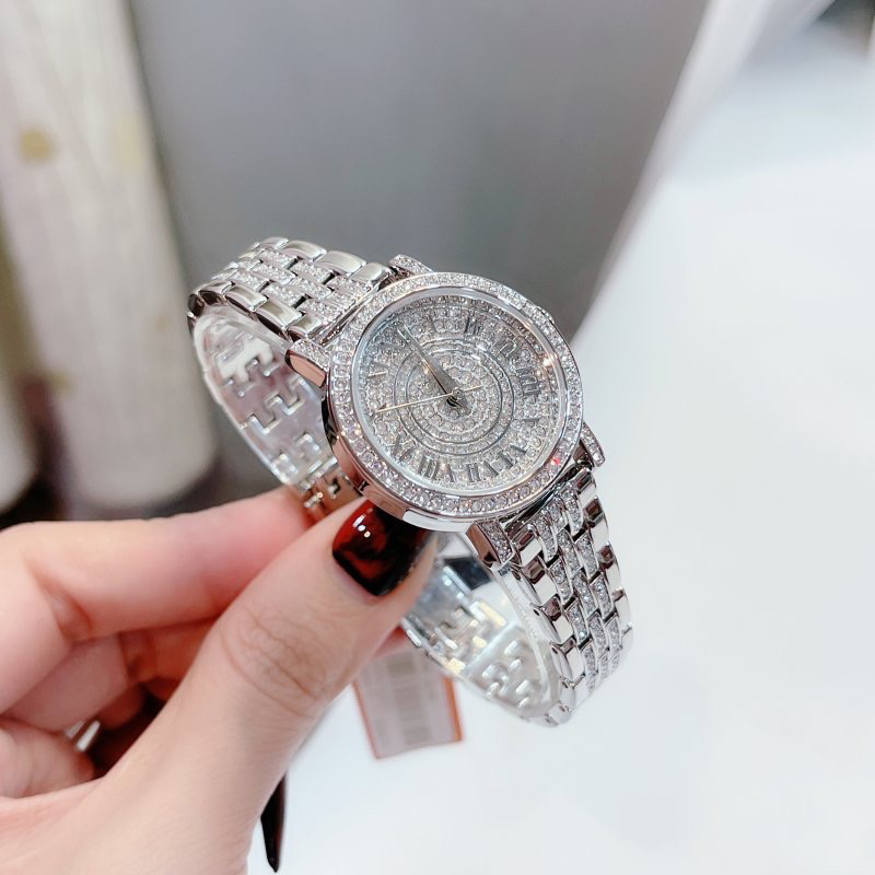 Đồng hồ nữ Davena 61620 mặt tròn đính đá trắng dây kim loại chính hãng