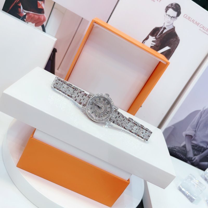 Đồng hồ nữ Davena 61620 mặt tròn đính đá trắng dây kim loại chính hãng