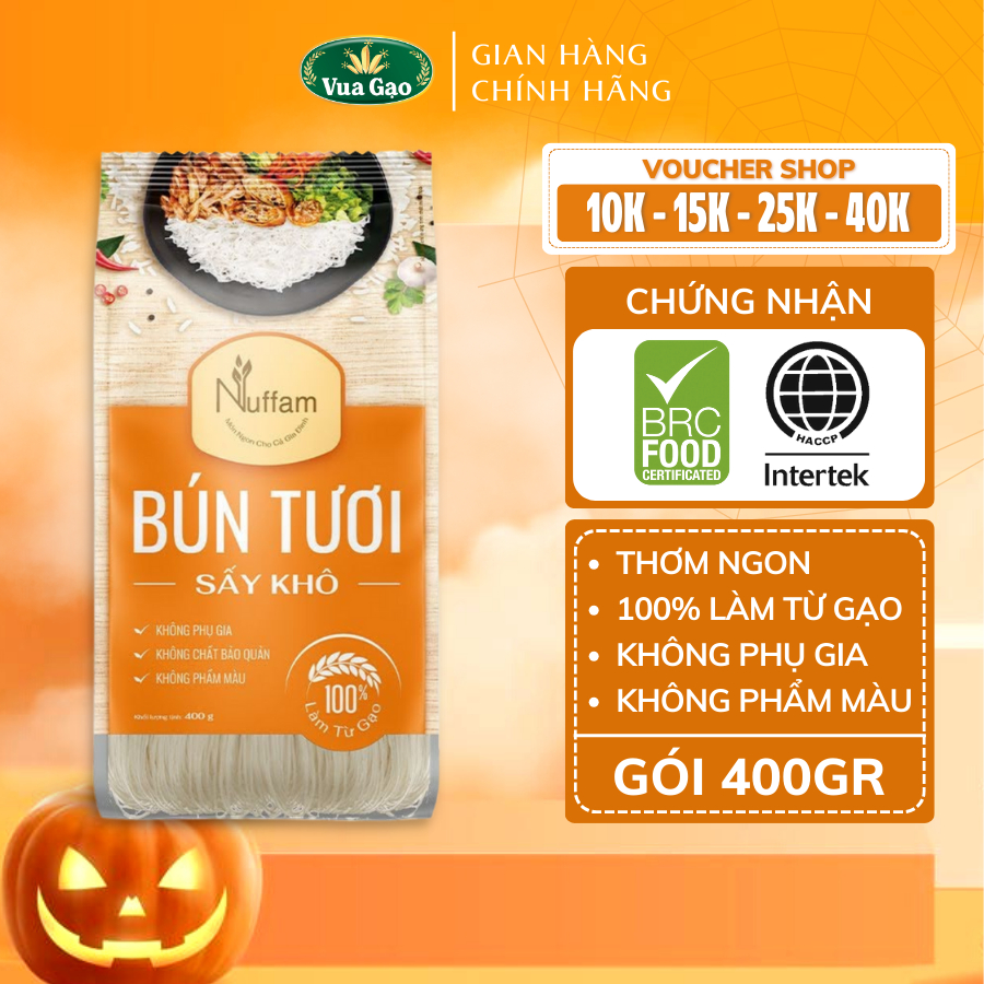 Bún Tươi Sấy Khô 400gr - Chính Hãng Nuffam - Thơm Ngon, Làm Hoàn Toàn Từ Gạo 400gr (Cam kết date mới)