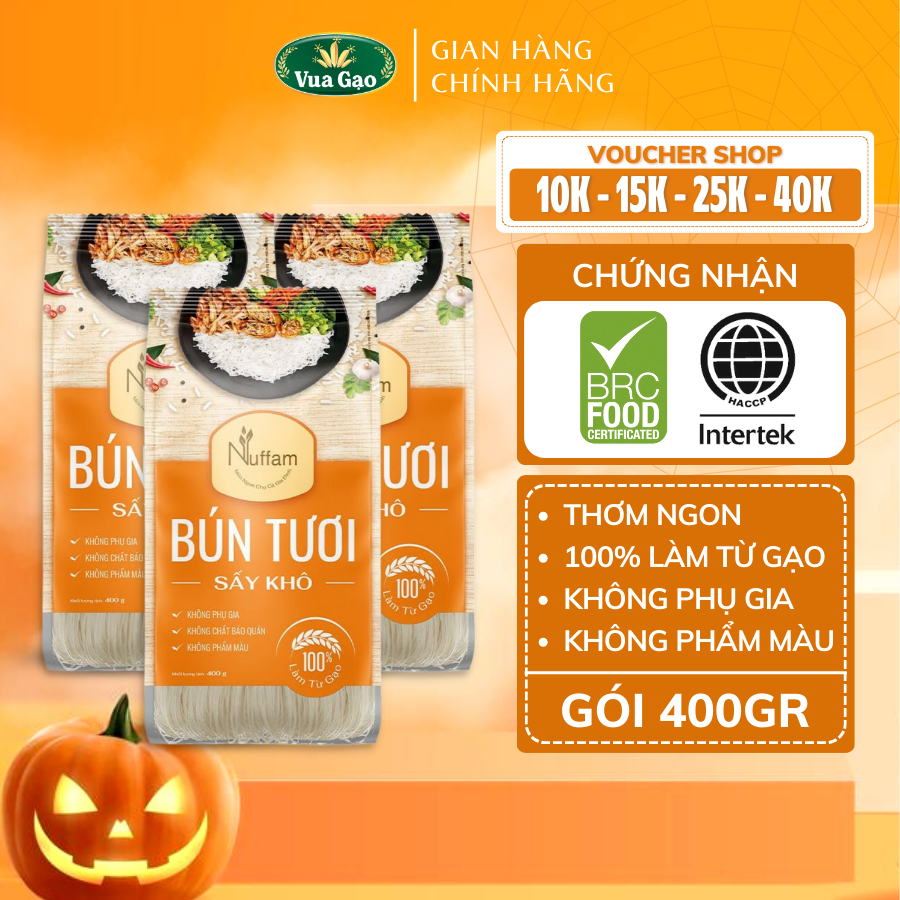 Combo 3 Túi Bún Tươi Sấy Khô - Chính Hãng Nuffam - Túi 400gr