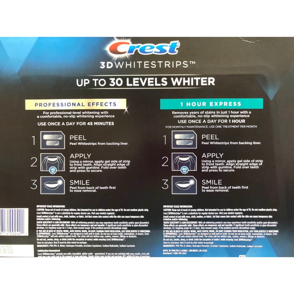 DÁN TRẮNG RĂNG CREST 3D WHITESTRIPS – HÀNG MỸ